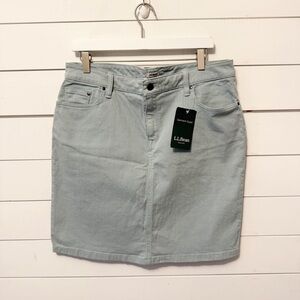 NWTs L.L.Bean | Light Blue garment-dyed denim skirt knee-length A-line Cotton 14
